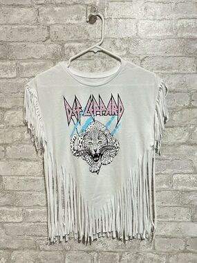 Def Leppard Fringe Band Tee Reworked 80s Rock Fringe Concert Top Festival